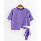 Mock Two-piece Bow Short-sleeve T-shirt