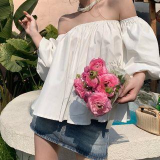 3/4-sleeve Off-shoulder Top White - One Size