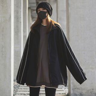 Solid Color Loose-fit Jacket