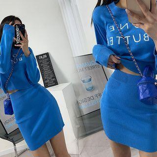 Ribbed Knit Pencil Miniskirt
