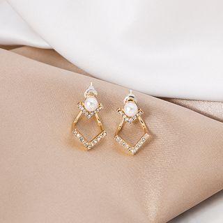 Rhinestone Faux Pearl Dangle Earring E3343 - 1 Pair - As Shown In Figure - One Size