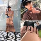 Round-neck Sheer-hem Pullover Dress