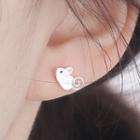 Mouse Stud Earring 1 Pair - Silver - One Size