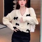 Bow Cropped Loose-fit Cardigan