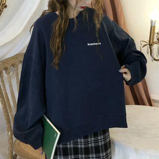 Round-neck Oversized Lettering Long-sleeve Sweatshirt