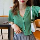 Button-up Light Knit Polo Top In 9 Colors