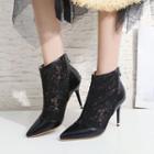 Lace Pointed High-heel Ankle Boots