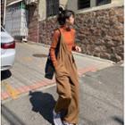One-shoulder Wide Leg Suspender Pants Suspender Pants - Brown - One Size
