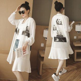 Printed Chiffon Long Light Jacket