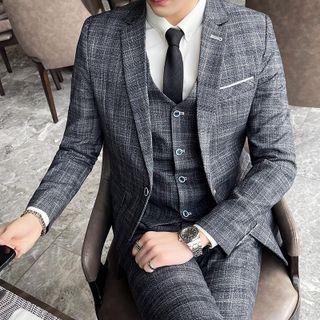 Set: One-button Blazer + Button Vest + Dress Pants