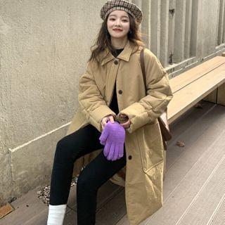 Long Button Coat Light Coffee - One Size