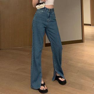 High-waist  Denim Wide-leg Pants