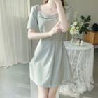 Square-neck Belted A-line Dress