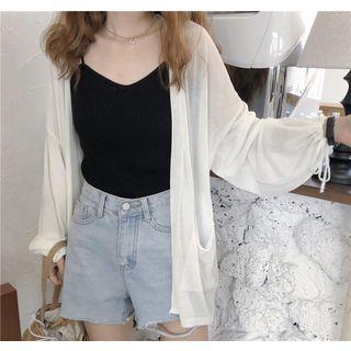 Open Front Cardigan White - One Size