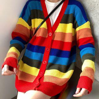 Rainbow Stripe Sweater / Cardigan