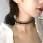 Frill Trim Lace Choker 1 Pc - Dark Brown - One Size