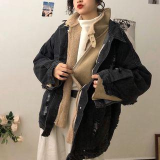 Detachable Fleece Lining Oversized Denim Jacket