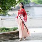 Long-sleeve Embroidered Hanfu Top / Maxi Skirt