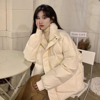 Waffle Pattern Padded Zip-up Coat