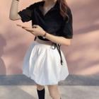Plain Short-sleeve Polo Shirt / A-line Skort