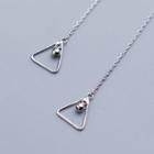 925 Sterling Silver Triangle Dangle Earring S925 Silver - Dark Gray Bead - Silver - One Size