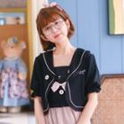 Embroidered Short-sleeve Bolero