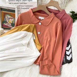 Long-sleeve Buttoned Cropped Shirt