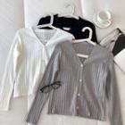 Long-sleeve V-neck Single-breasted Cardigan