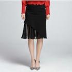 Pleated Chiffon Panel A-line Skirt