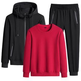 Set: Hooded Zip Jacket + Sweatshirt + Sweatpants