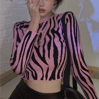 Zebra Print Cropped T-shirt