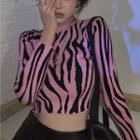 Zebra Print Cropped T-shirt