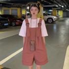 Short-sleeve Plain T-shirt + Wide-leg Jumpsuit