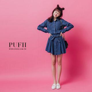 Tie-waist Denim Dress
