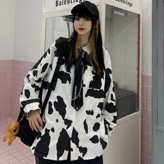 Cow Print Shirt Black & White - One Size