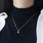 925 Sterling Silver Square Rhinestone Pendant Necklace Green Rhinestone - Gold - One Size