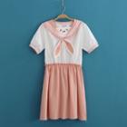 Sailor-collar Rabbit Embroidered Short-sleeve Dress