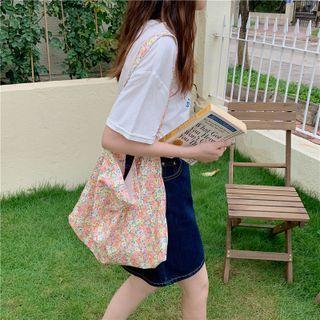 Floral Print Canvas Tote Bag Floral Print - Pink - One Size