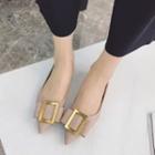 Pointy Toe Square Buckle Bow Flats