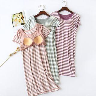 Striped Short-sleeve Sleep Dress