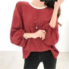 Shirred-sleeve Dotted T-shirt