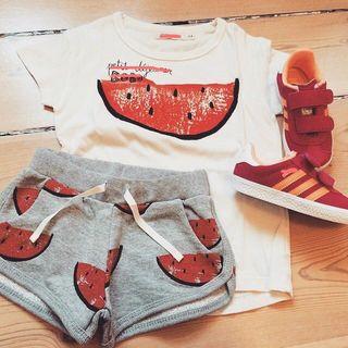 Set: Watermelon Print Short-sleeve T-shirt + Shorts