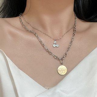 Cherry Flower Pendant Alloy Choker Silver - One Size