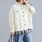 Plaid Panel Long-sleeve Jacket Off-white - L