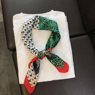 Printed Neck Scarf Leopard - Red & Green - One Size