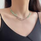 925 Sterling Gemstone Panel Necklace L329 - Silver - One Size