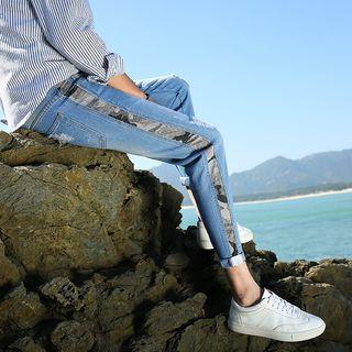 Camo Cropped Ripped Slim-fit Jeans