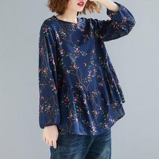 Print Round-neck Long-sleeve T Shirt
