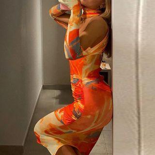 Long Sleeve Print Dress