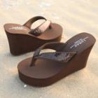 Sequined Wedge Flip-flops